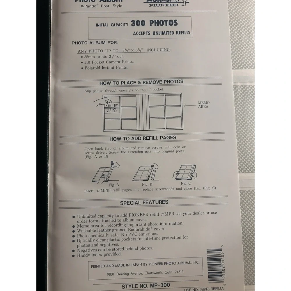 Pioneer Le Memo Photo Album 200 Photos With Writing Area Slip In